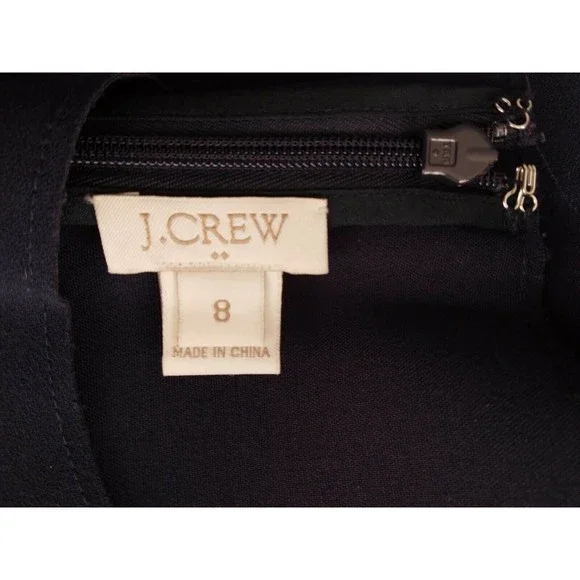 J Crew Womens Scallop Sheath Dress Size 8 Navy Blue Sleeveless Back Zip  A3744 - Picture 9 of 9